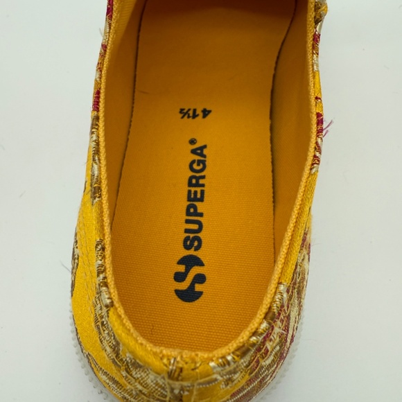 Superga Women’s 11 Canary Yellow Floral Brocade Sneakers With Red & Gold NWT - Picture 5 of 14